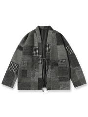 伝統的な道袍をモダンなパッチワークで再現したウールはんてん。