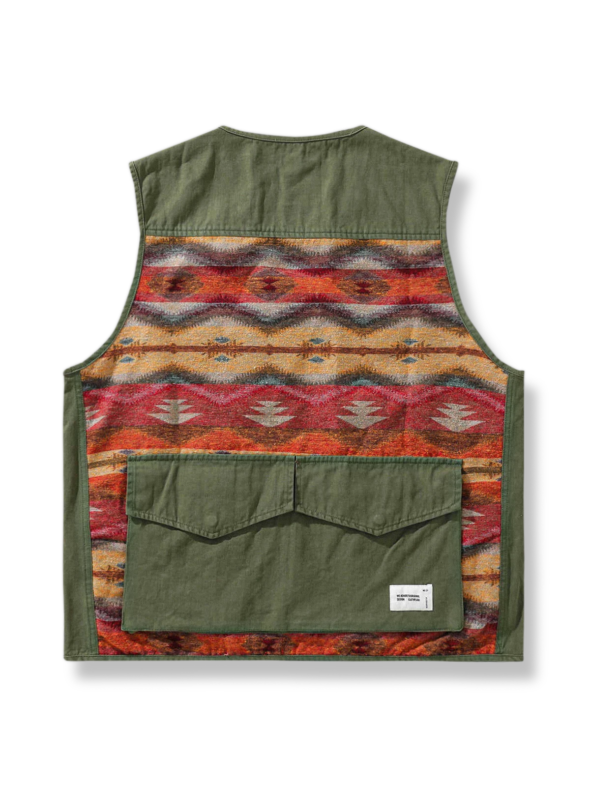 民族風の切り替えパッチワークが映えるワークウェアベスト