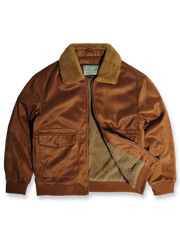 フェイクスエードとシープスキン風裏起毛を備えたヴィンテージ調ハンティングジャケット