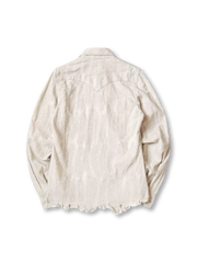 フェザー刺繍ホワイトデニムシャツ