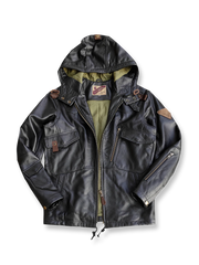 フード付きレザーフィールドジャケット