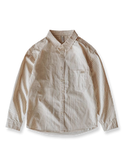 コットンツイル素材の細ストライプ長袖シャツ