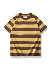 5cm幅ストライプの260gヘビーウェイトTシャツ（8色展開、赤白黒はポケット付き）