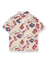 フラッグ柄とボトル柄のアロハシャツ