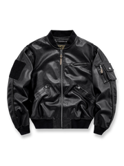 PUコーティング生地を使用したパイロットレザージャケット。