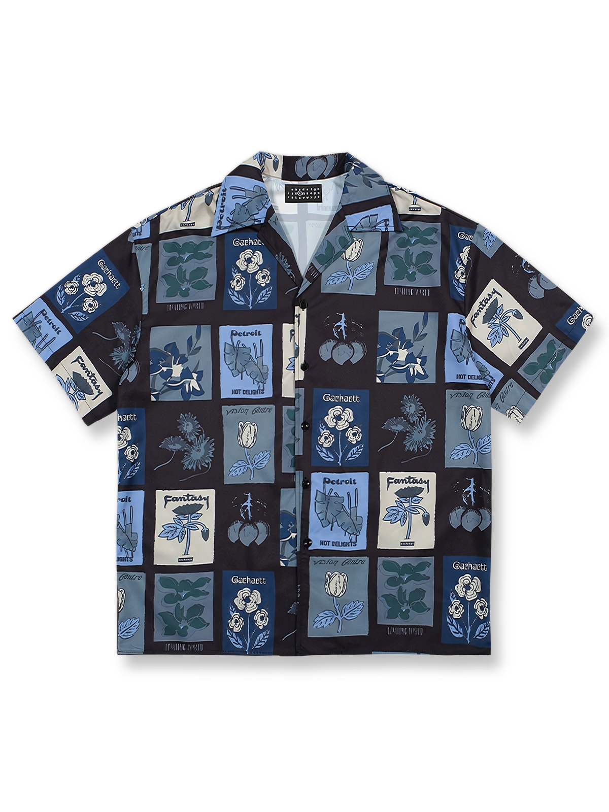 鮮やかなフラワープリントが映えるハワイアンシャツの前面が見える商品画