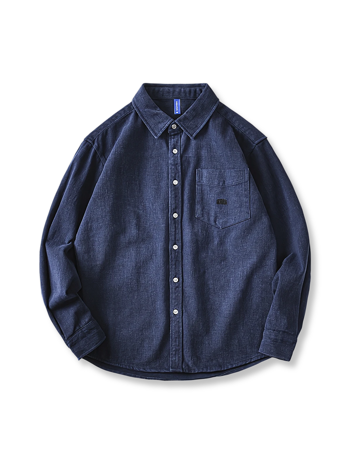 4色 刺繍入り コットン 長袖シャツ