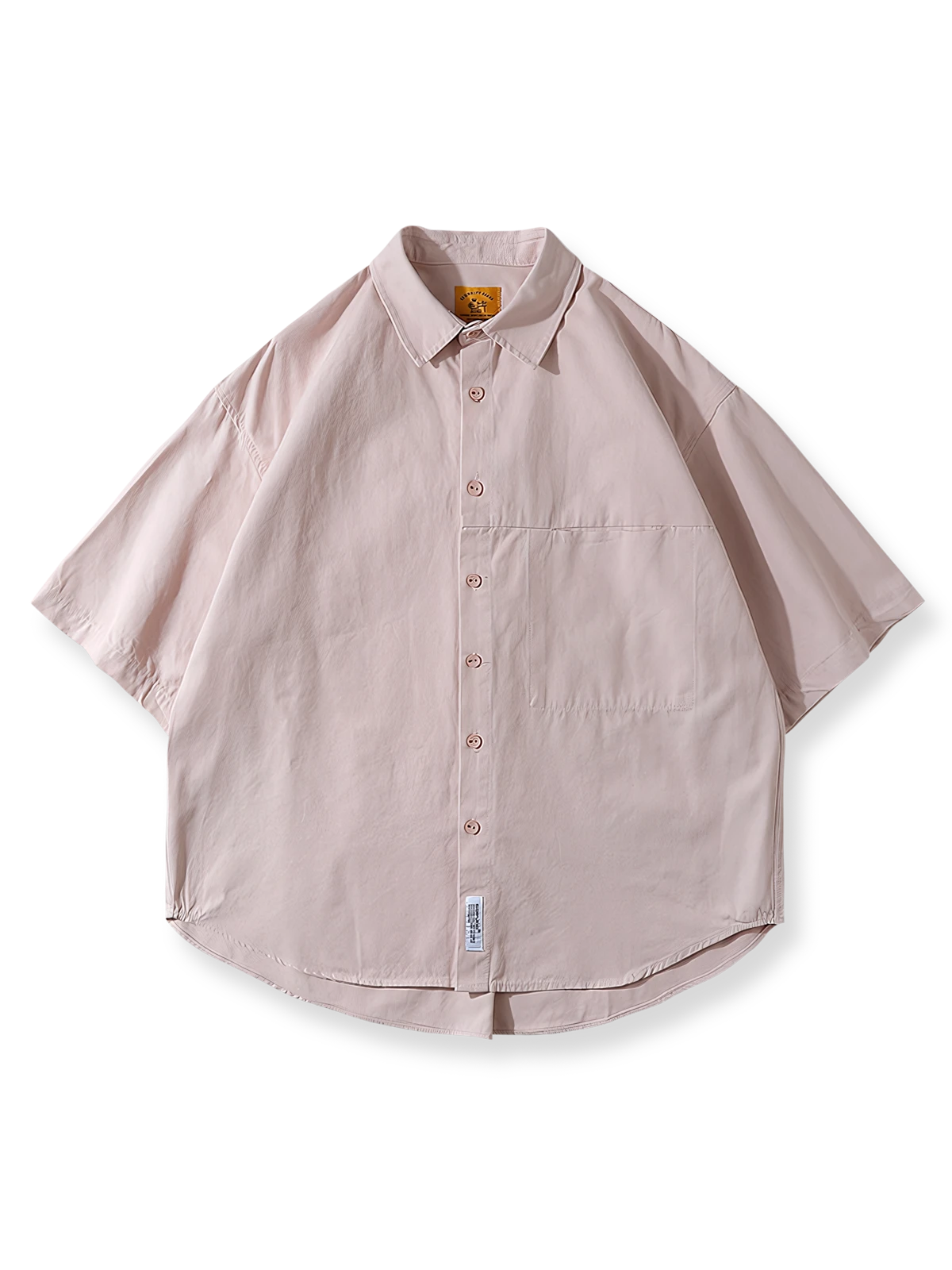 4色展開の隠しポケット付きコットン半袖シャツ