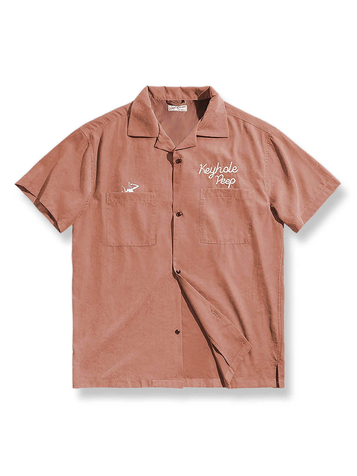 ピーチスキン素材のフレンチヴィンテージキューバカラ―半袖シャツ