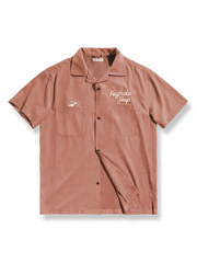 ピーチスキン素材のフレンチヴィンテージキューバカラ―半袖シャツ