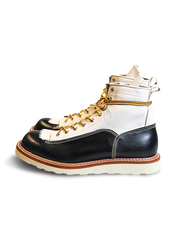 本革配色切替と通気性豚革内張り、耐久性抜群のゴムソール搭載バイカーブーツ