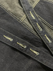 ジオメトリックパッチワークワイドデニムオーバーオール