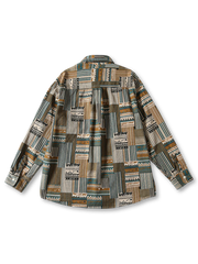 ジオメトリックパネル長袖シャツ