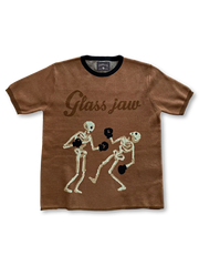 スケルトンファイター柄のジャカード編みが特徴の半袖ニット