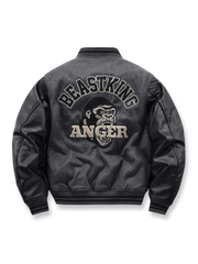 ゴリラ刺繍と文字刺繍が映えるウール混紡ベースボールジャケット。