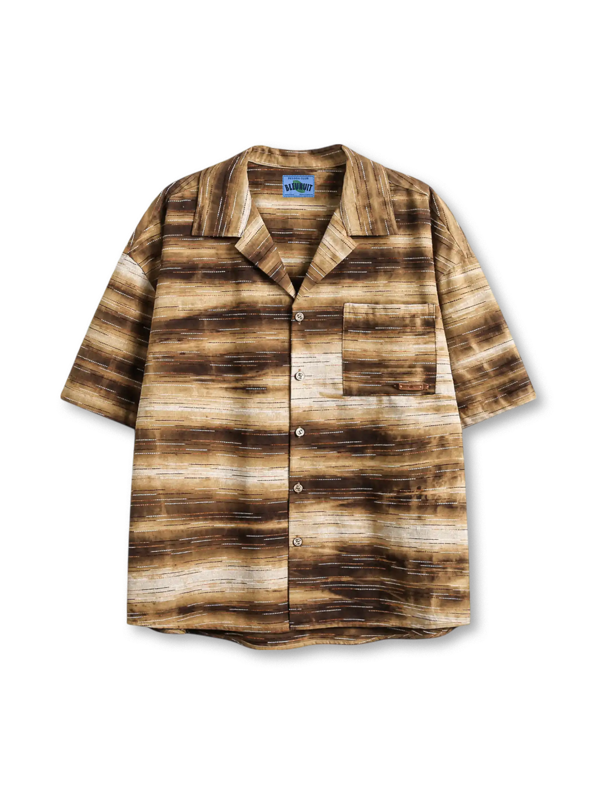 ブラウンからベージュへの植物染めグラデーションが映えるキューバカラーシャツ