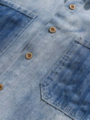 グラデーションストライプデニムワークシャツ