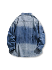 グラデーションストライプデニムワークシャツ全体像