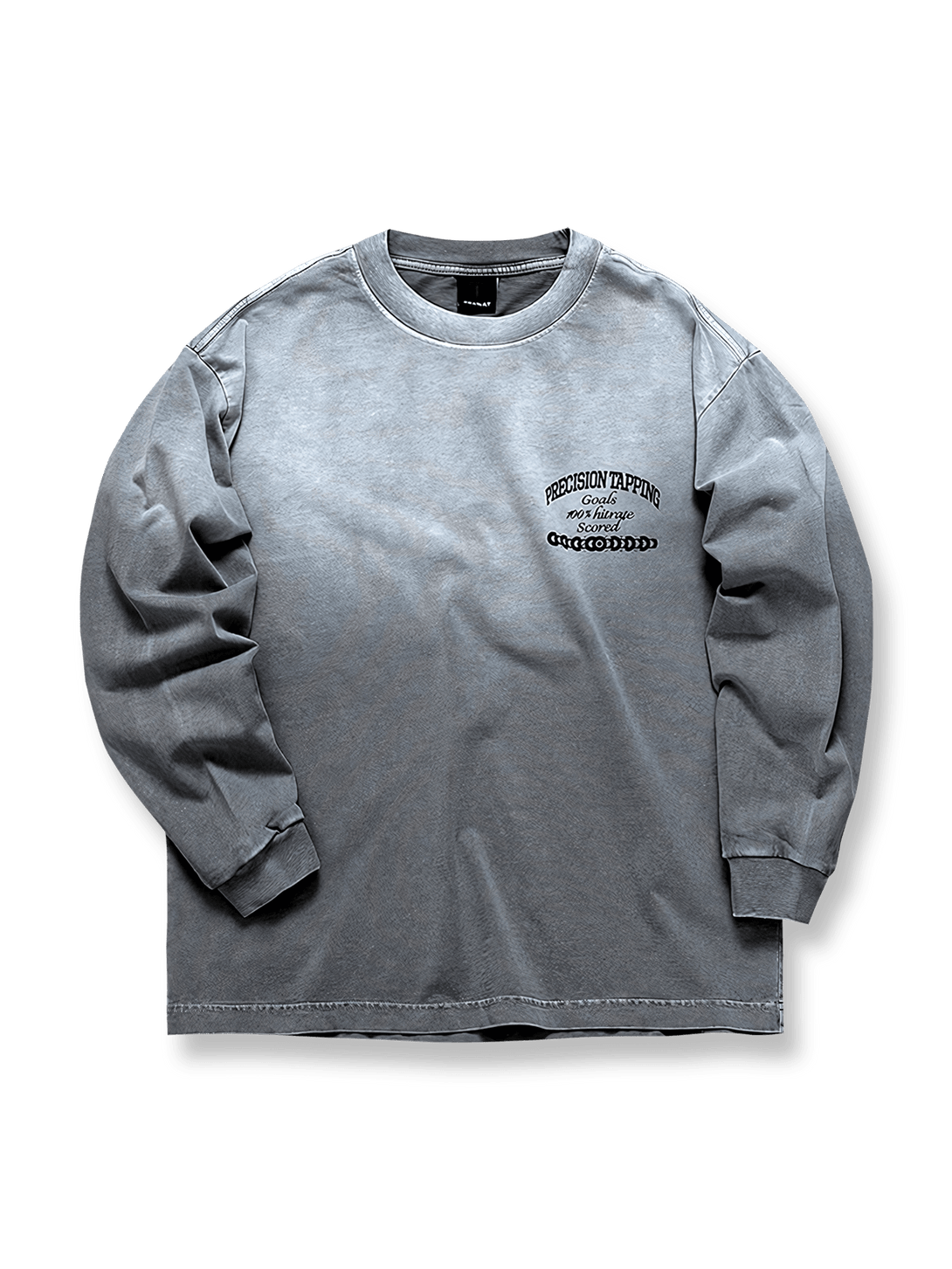グラデーションウォッシュ加工の英字プリント長袖Tシャツ