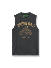  Green Day Tシャツ前面のヴィンテージバイク図柄、パンクスタイルTシャツ
