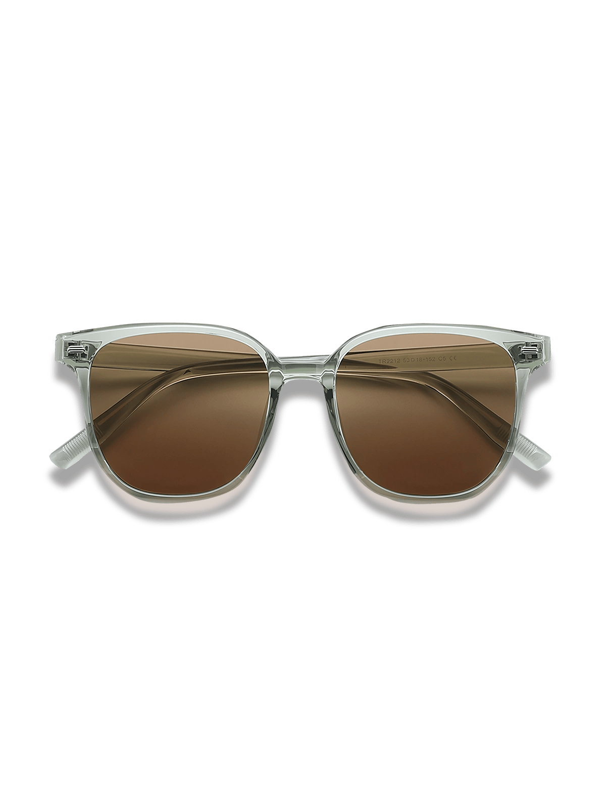 グリーンフレームにブラウンレンズのサングラスと革ケース付き