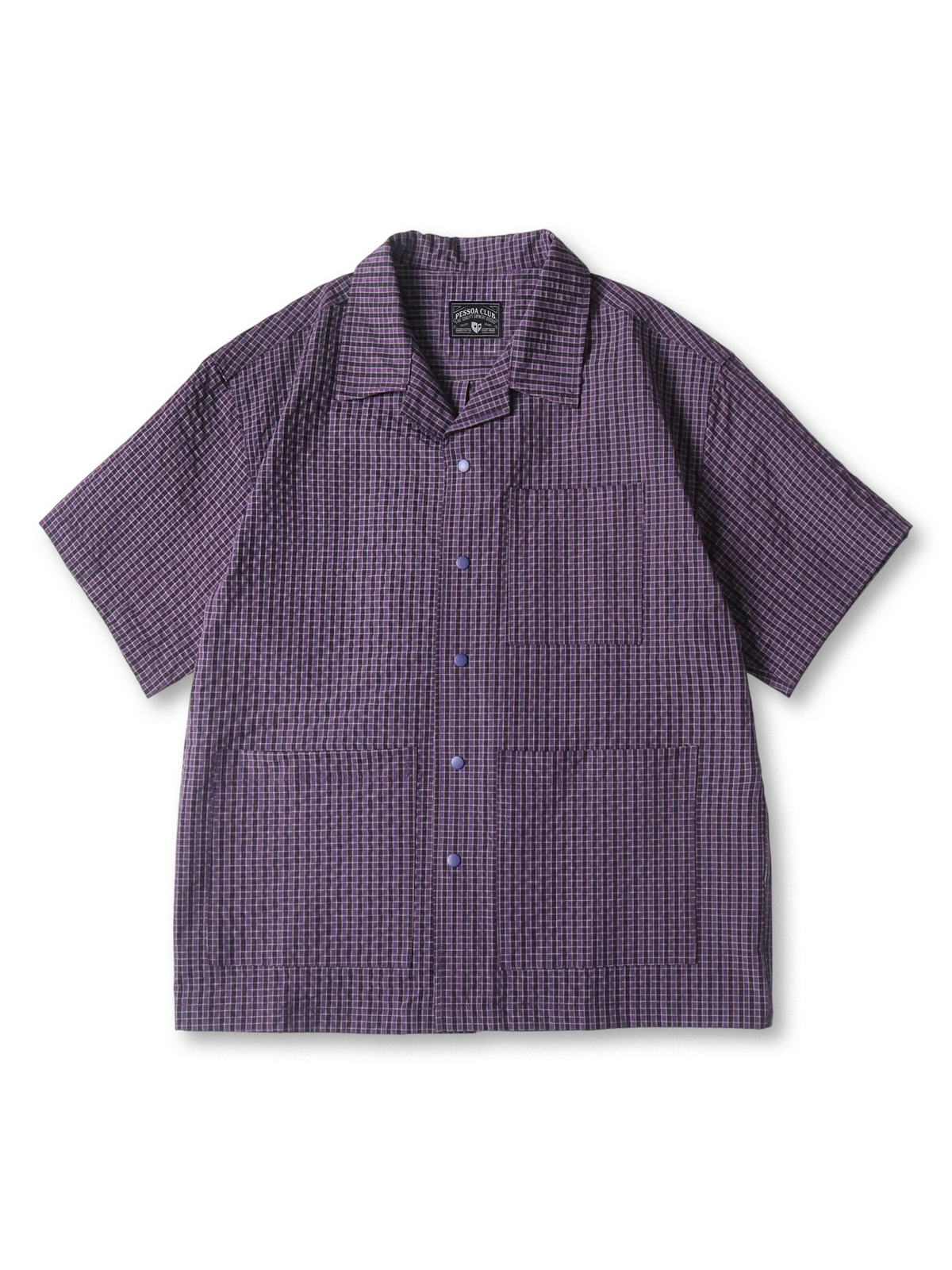 防水速乾ワッフルジャージ素材の格子柄が特徴のルーズフィットワークシャ