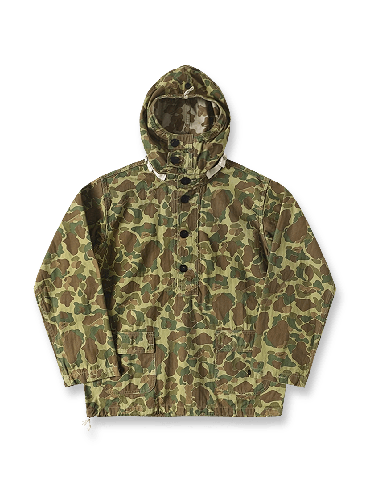 1930年代砲兵防護服のディテールを復刻した迷彩プルオーバーパーカー