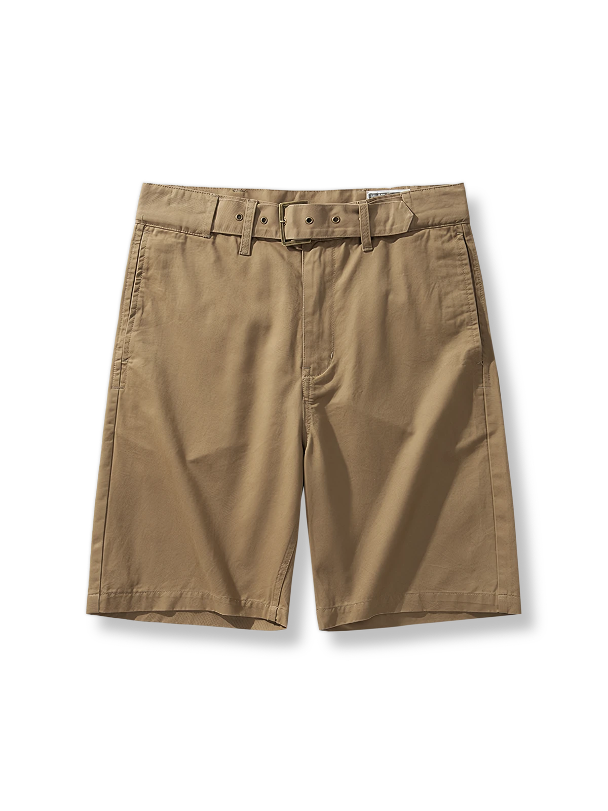 調節可能なベルトと斜めポケットが特徴のグルカスタイル五分丈カジュアルパンツ