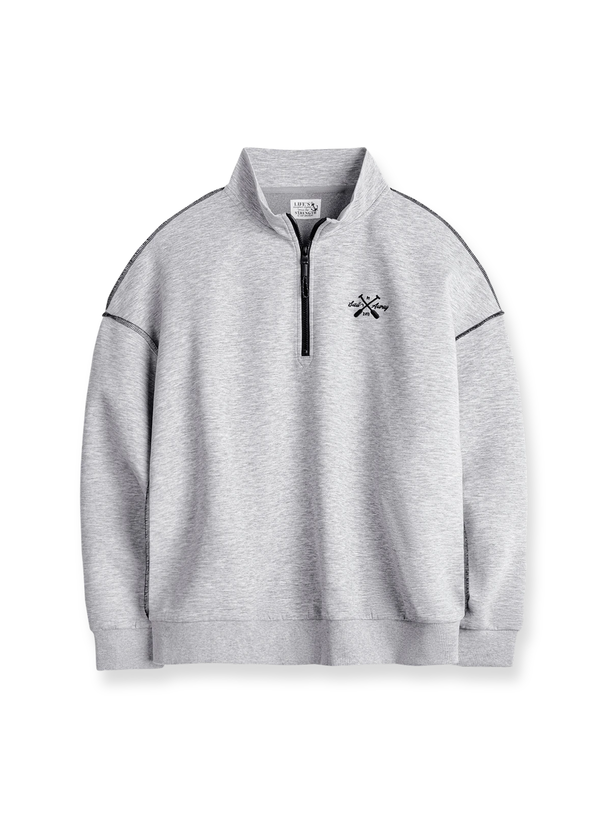 霜降り中空構造素材を使ったハーフジップスタンドカラーのルーズフィットスウェット