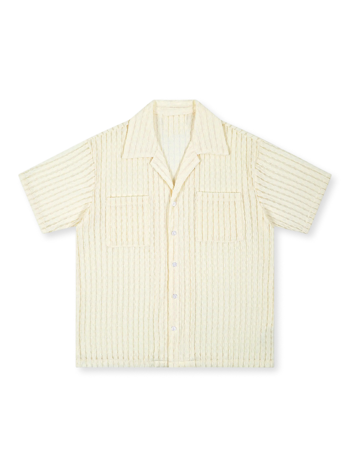 70年代ヴィンテージサマーニット風麦穂柄透かし編みオープンワークシャツ