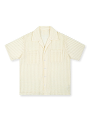 70年代ヴィンテージサマーニット風麦穂柄透かし編みオープンワークシャツ