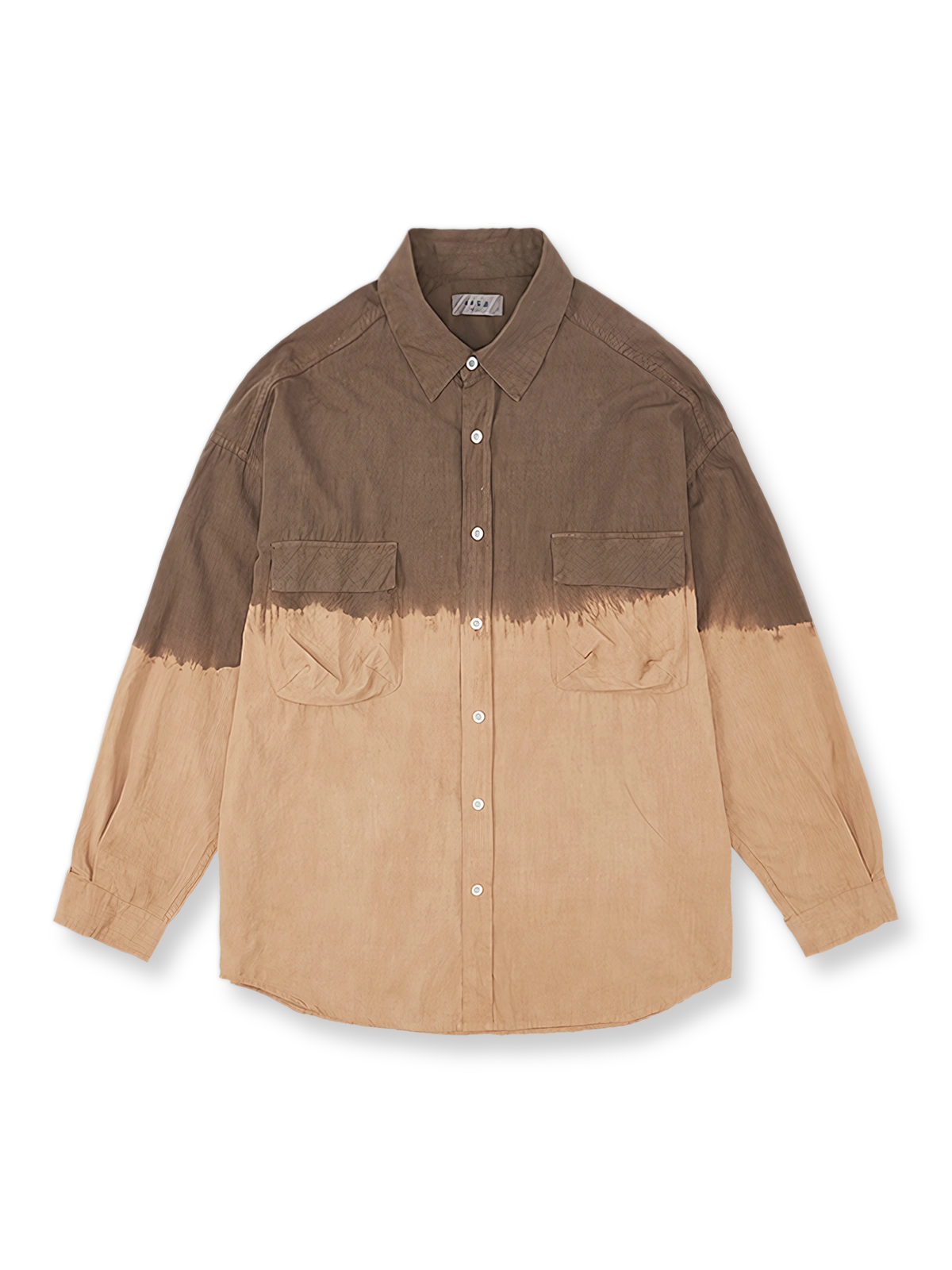 古法草木染グラデーショングラデーション手染めルーズ長袖シャツの前面が見える商品画像