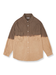 古法草木染グラデーショングラデーション手染めルーズ長袖シャツの前面が見える商品画像