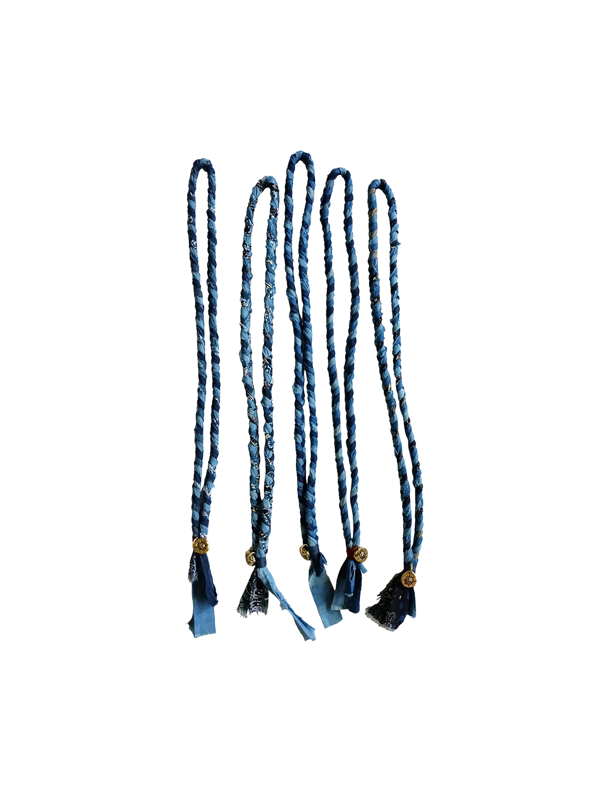 藍染め糸で編んだ紐に飛鳥時代コインレプリカをあしらったハンドメイドペンダントネックレス