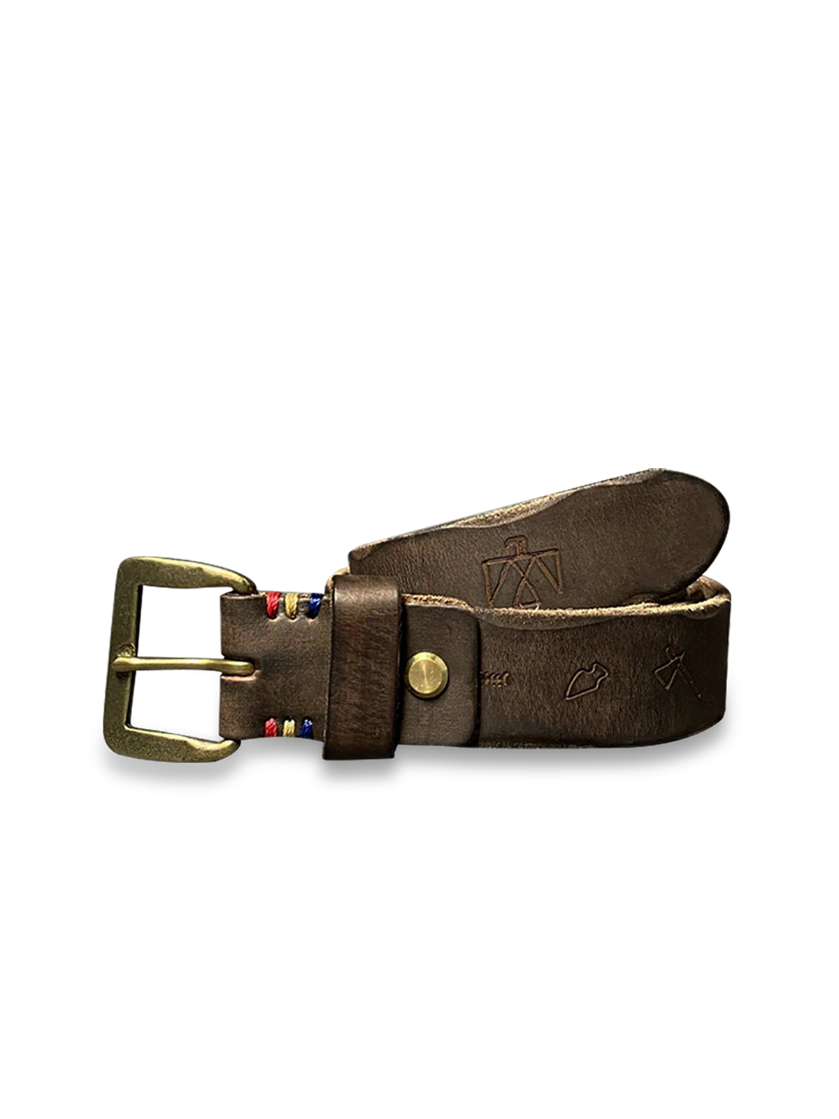 手彫刻黄銅バックルとウォッシュ仕上げ栃木レザー使用の手作り幅3.8cmレザーベルト