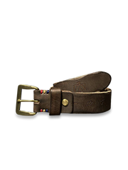 手彫刻黄銅バックルとウォッシュ仕上げ栃木レザー使用の手作り幅3.8cmレザーベルト