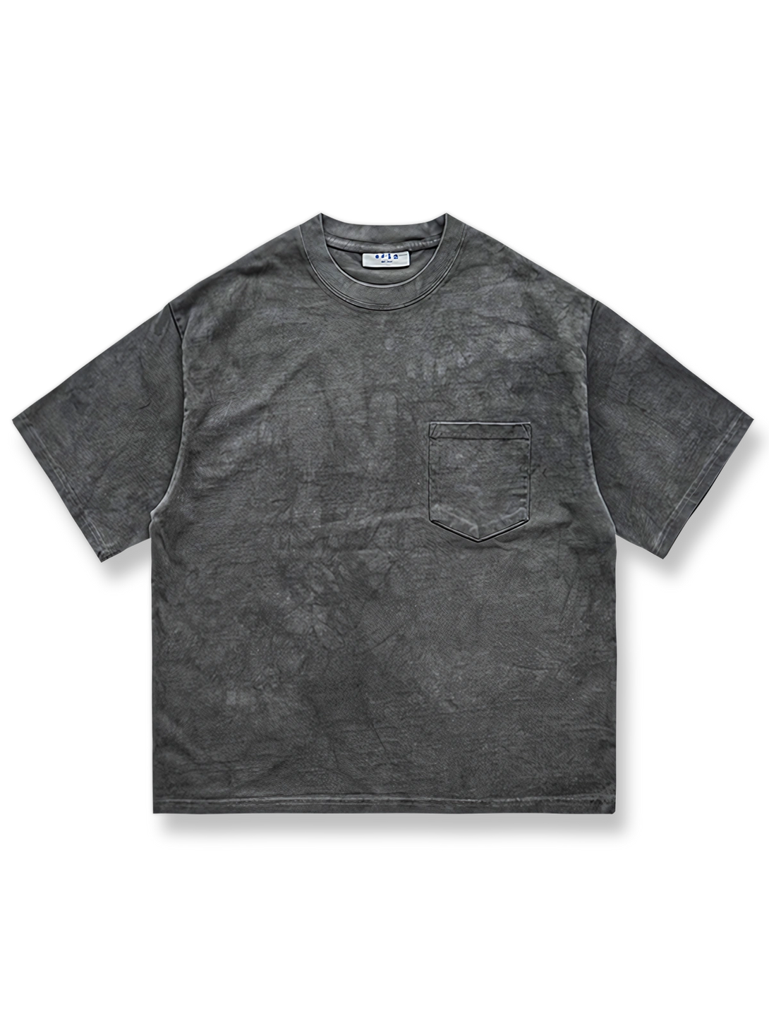 グレーのアイスダイ染め手作りTシャツ