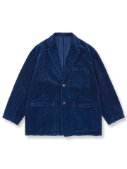 藍染手作り植物染めコーデュロイカジュアルジャケットの前面が見える商品画像