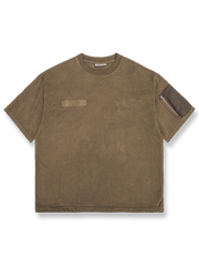 MA‑1フライトジャケット風ディテールと植物染色が特徴の手作り半袖Tシャツ