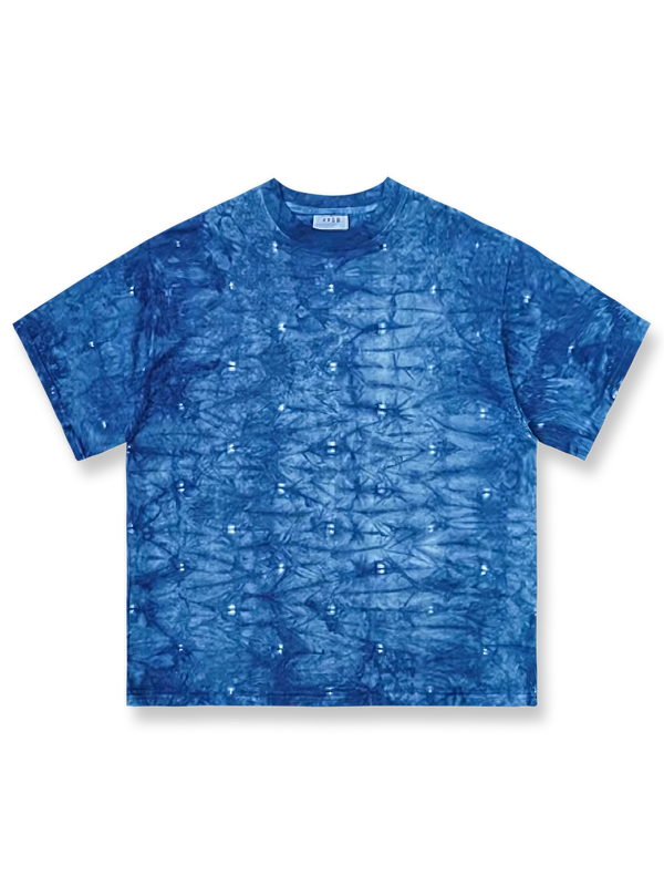 伝統的な植物染めの雲染め半袖Tシャツが広がる商品画像