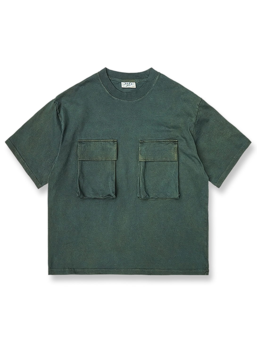手作り伝統植物染め四つポケット付き半袖Tシャツの前面が見える商品画像