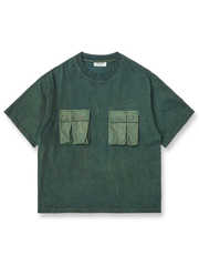 四つのポケットと植物染めの風合いが際立つ半袖Tシャツの商品画像