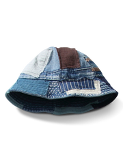 手作り古布パッチワークのバケットハット