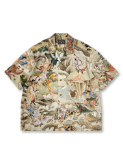 中国神話「八仙過海」の細密デジタルプリントを施した、自然な光沢と優れたドレープ性が特徴のTENCEL®キューバシャツ。