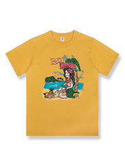 アイランドガールプリントのハワイアン半袖Tシャツ