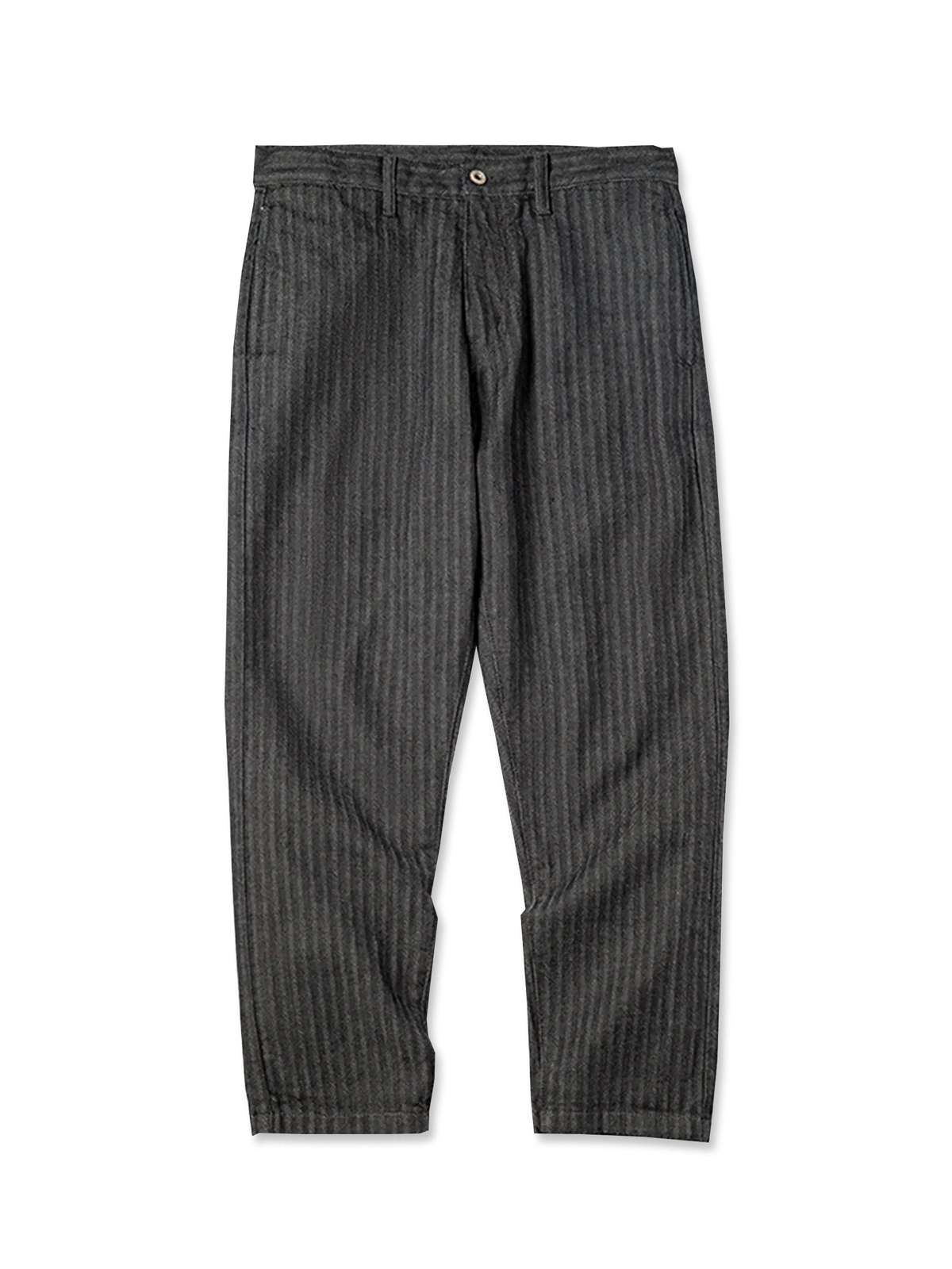 ヘリンボーン織りの12.8ozコットンデニムを使用した耐久性に優れたヴィンテージ風デニムパンツ。クラシックな5ポケットとミドルライズストレートシルエット。