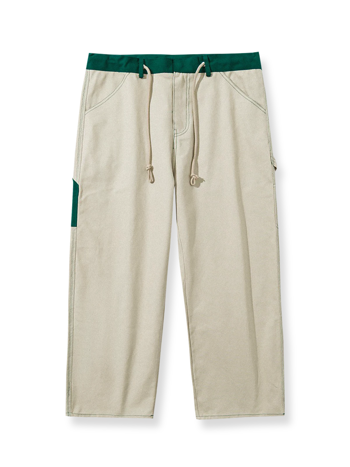 厚手キャンバス素材のカラーブロックワークパンツ