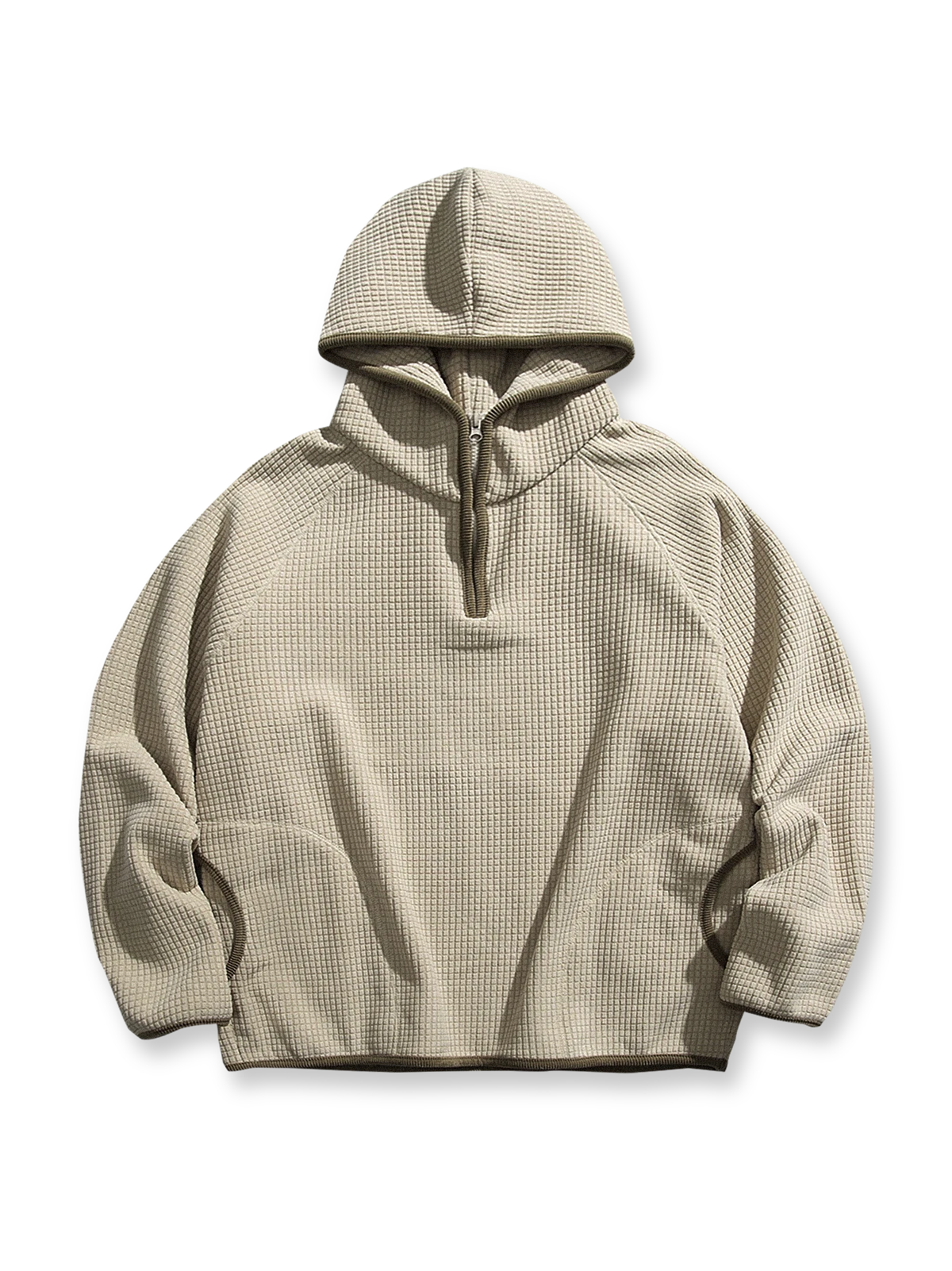 裏起毛付き厚手ワッフル織りのフードスウェット