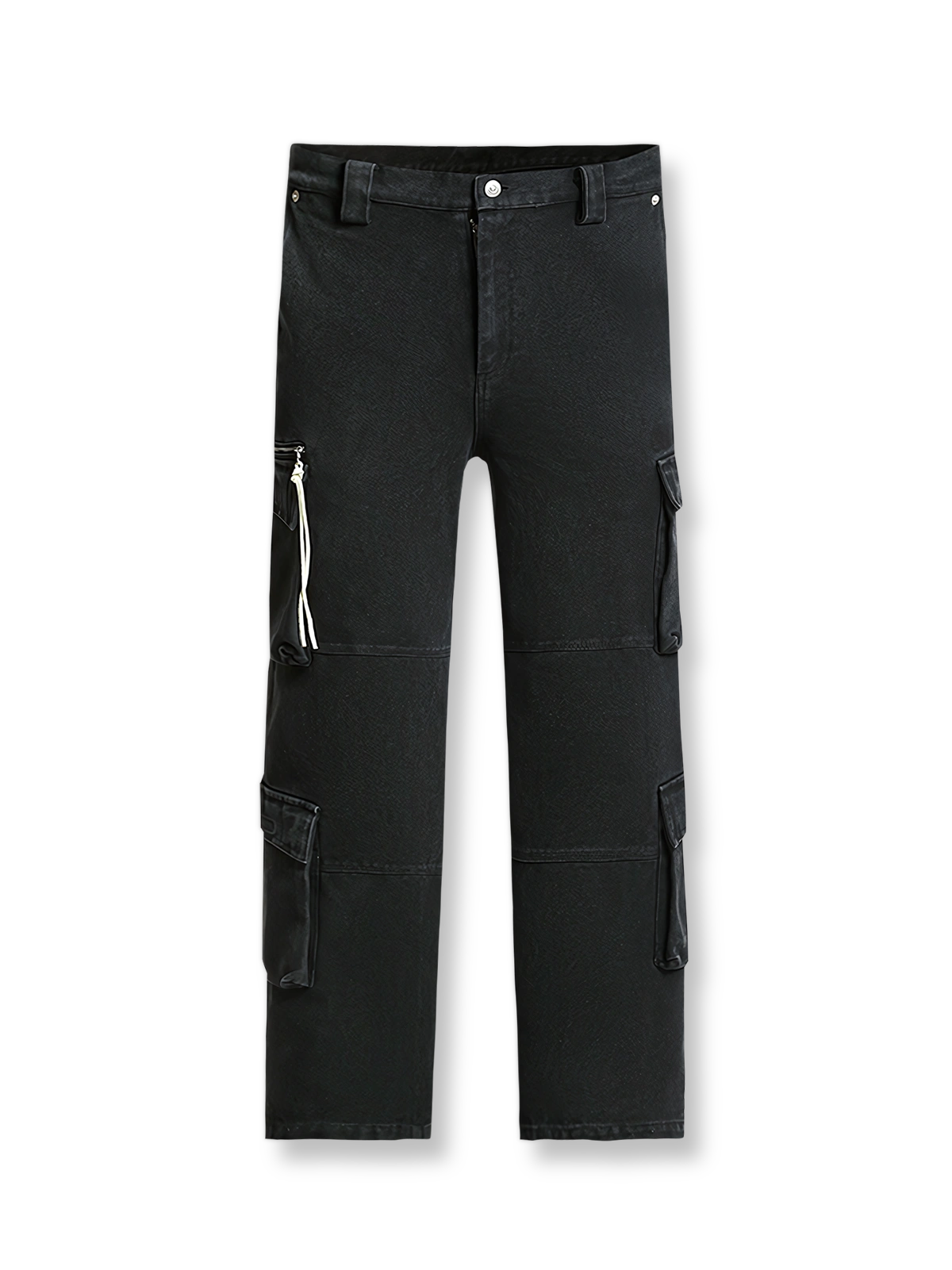 リボン付きとウォッシュ加工が特徴の4ポケットヴィンテージカーゴパンツ
