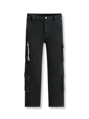 リボン付きとウォッシュ加工が特徴の4ポケットヴィンテージカーゴパンツ